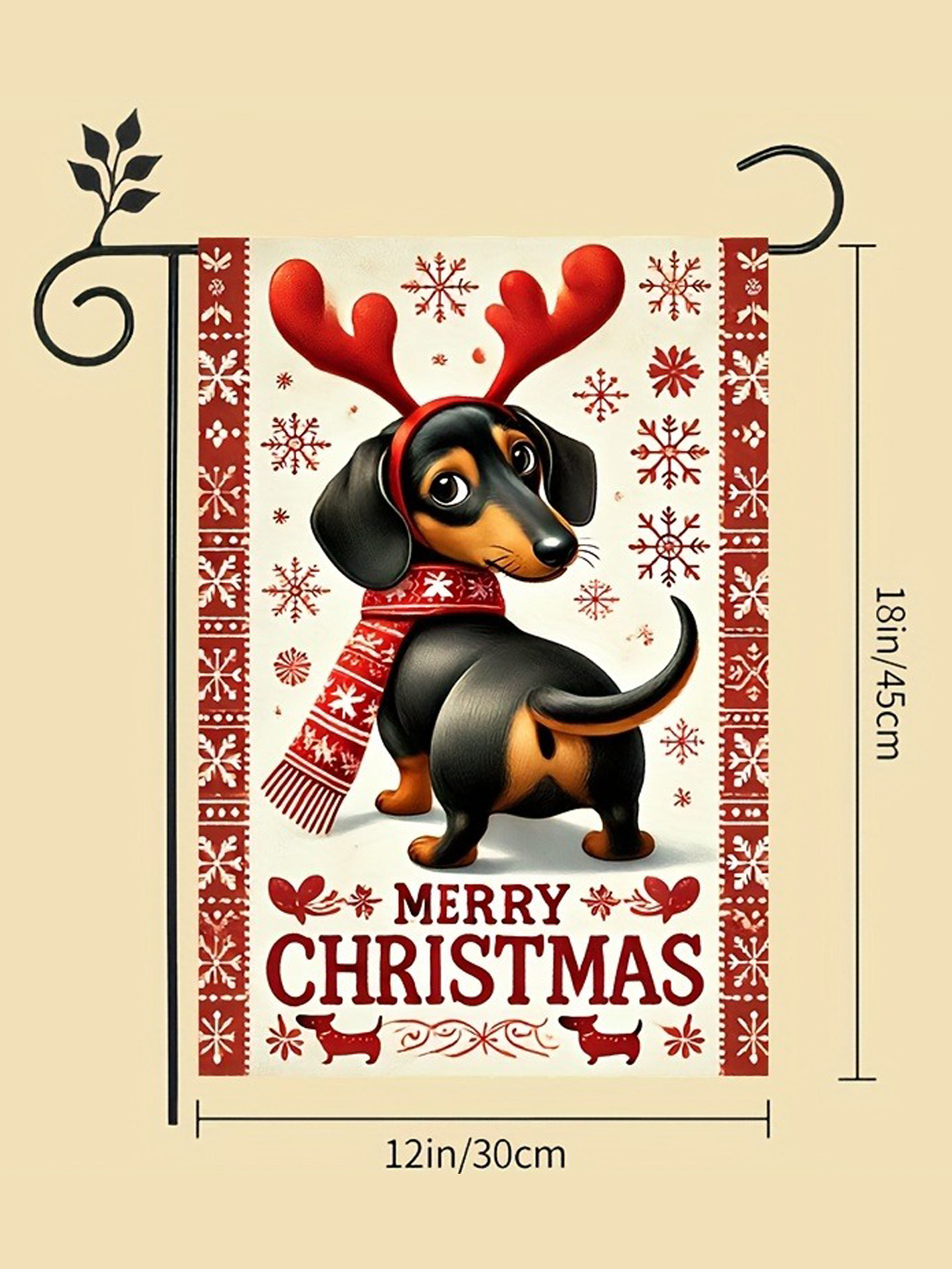 Merry Christmas Dachshund Garden Flag